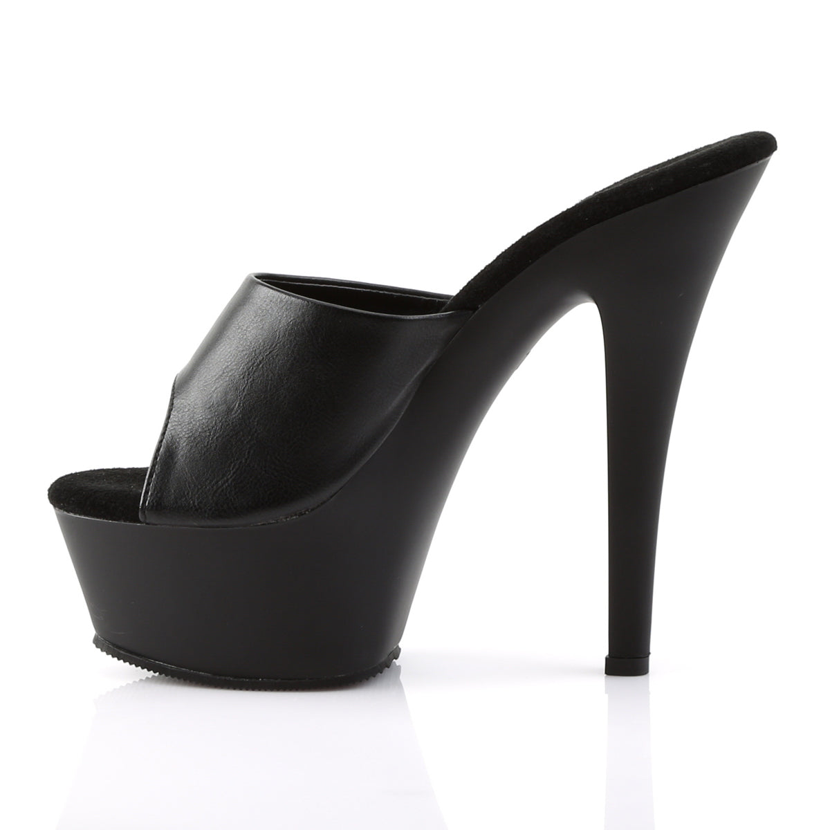 Pleaser Sandales pour femmes KISS-201 BLK FAUX CUIR / BLK MATTE