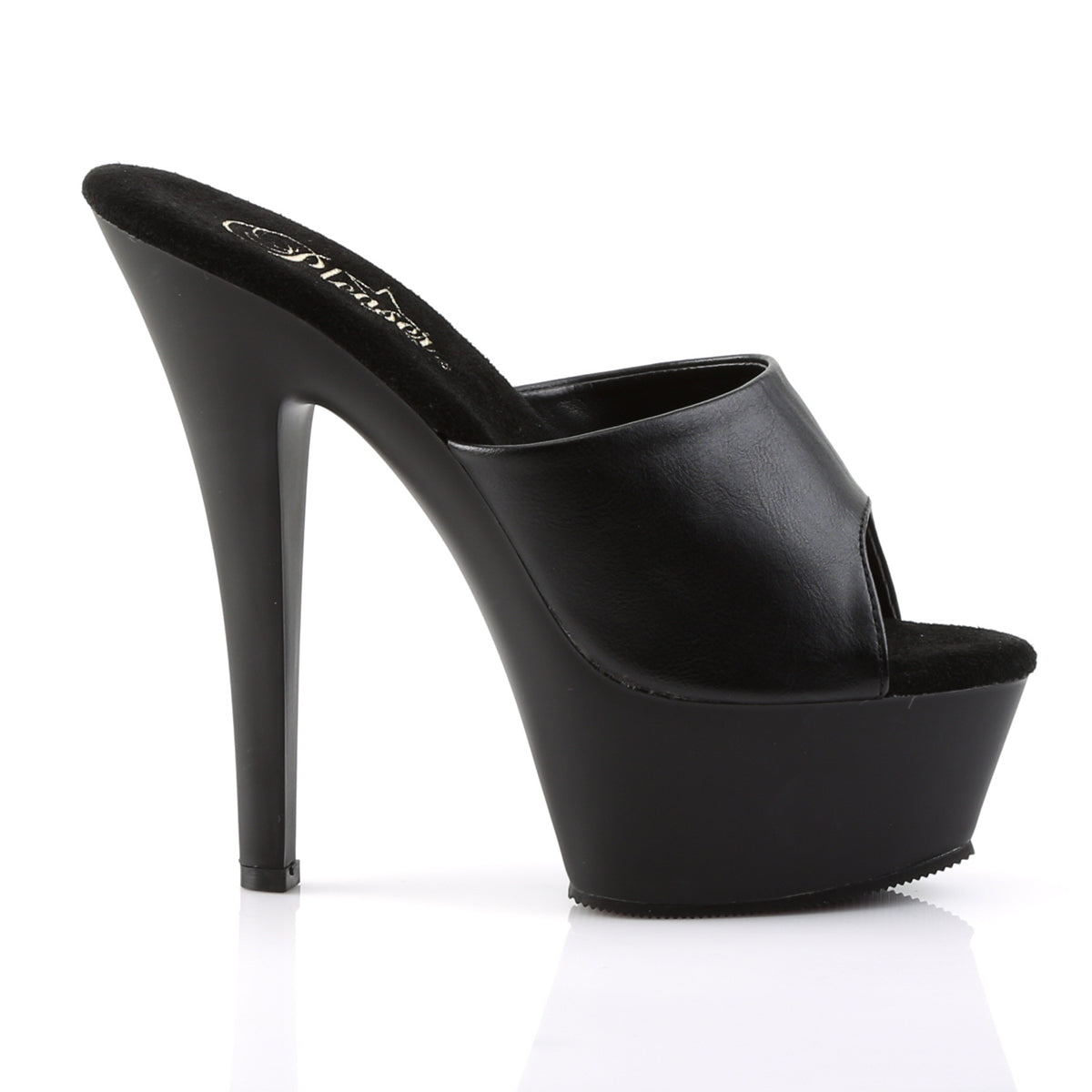 Pleaser Sandales pour femmes KISS-201 BLK FAUX CUIR / BLK MATTE
