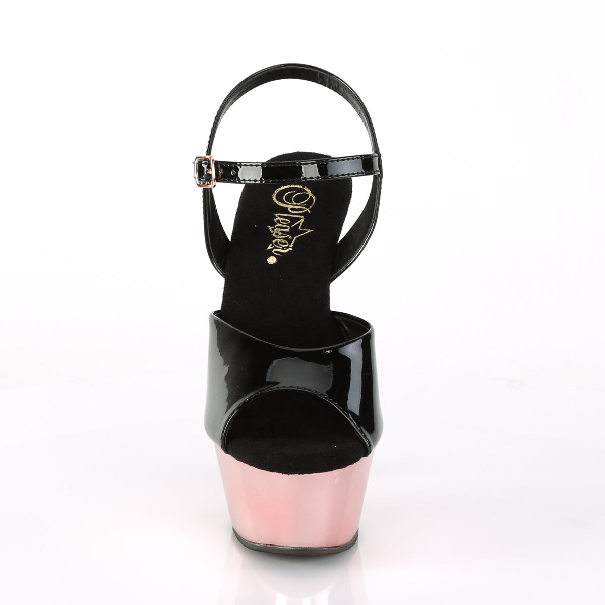 Pleaser Sandales pour femmes KISS-209 blk pat / rose or chrome