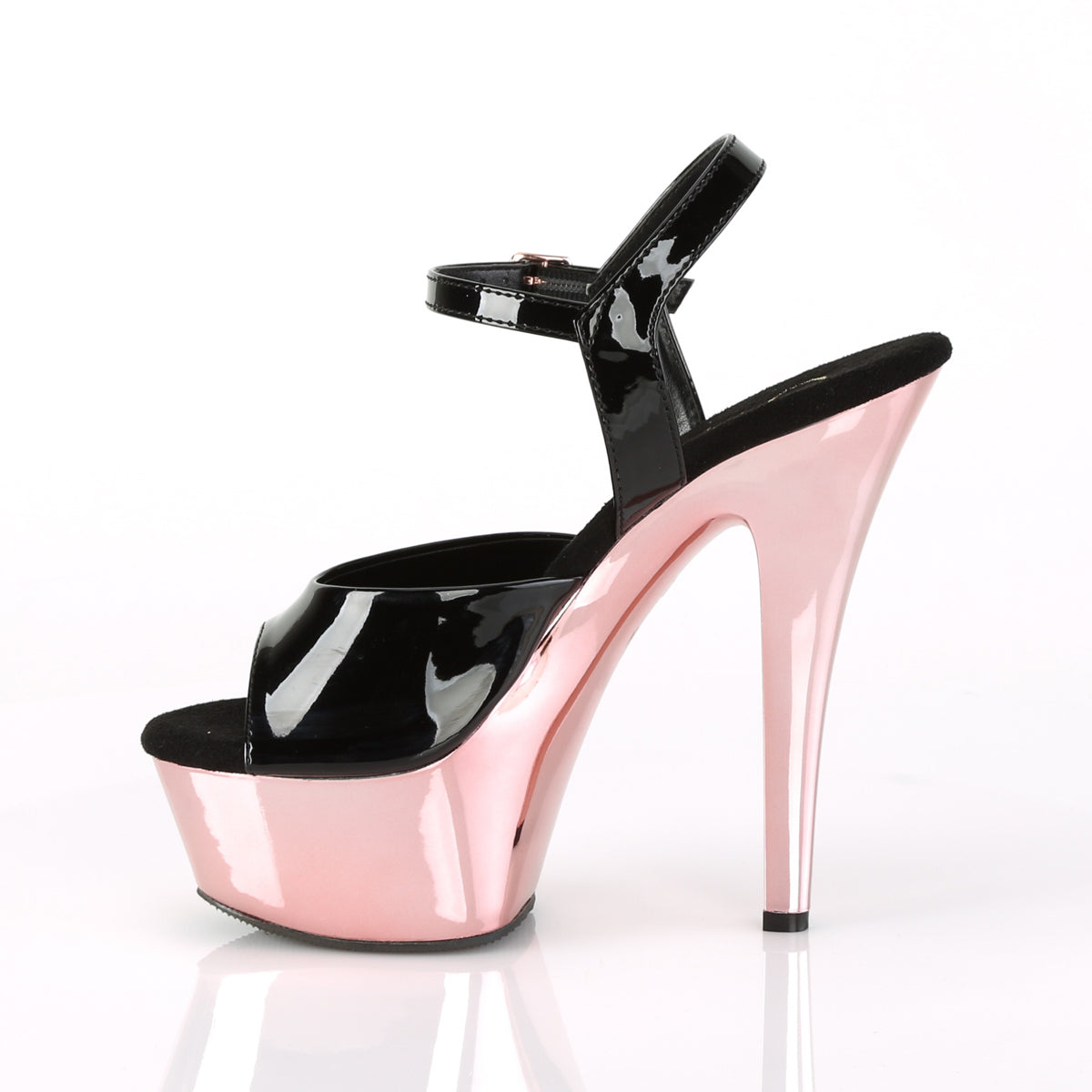 Pleaser Sandales pour femmes KISS-209 blk pat / rose or chrome