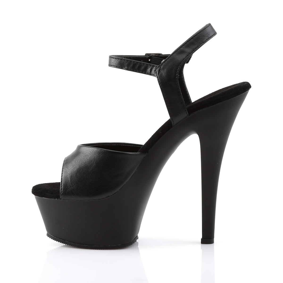 Pleaser Sandales pour femmes KISS-209 BLK FAUX CUIR / BLK MATTE