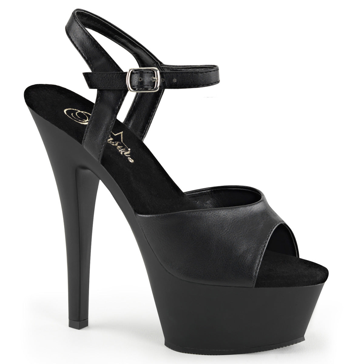 Pleaser Sandales pour femmes KISS-209 BLK FAUX CUIR / BLK MATTE