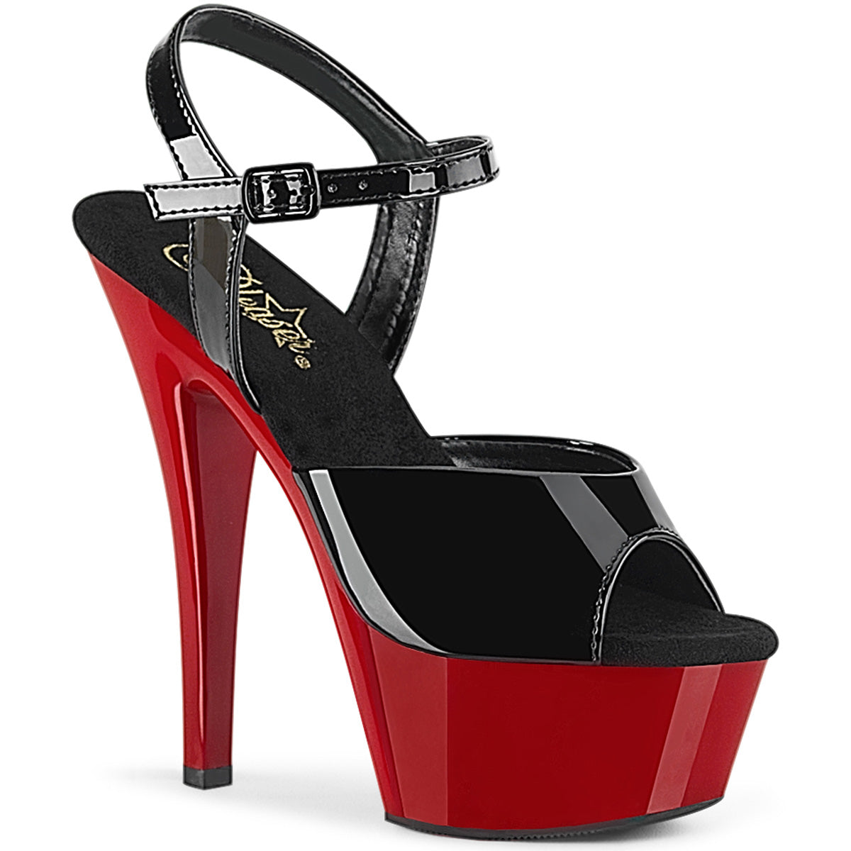 Pleaser Sandales pour femmes KISS-209 blk pat / rouge