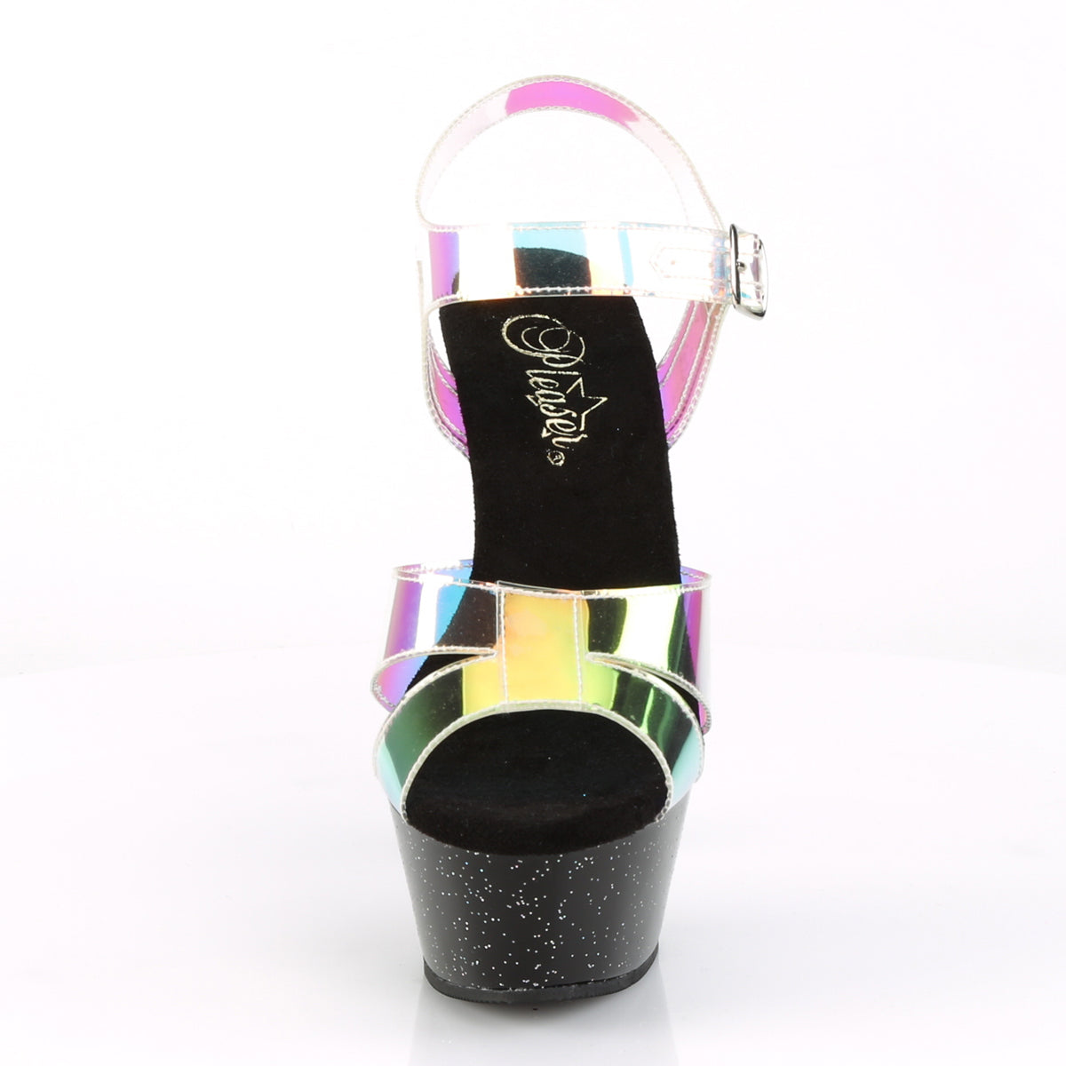 Pleaser Womens Sandals KISS-220MMR Magic Mirror TPU/Blk