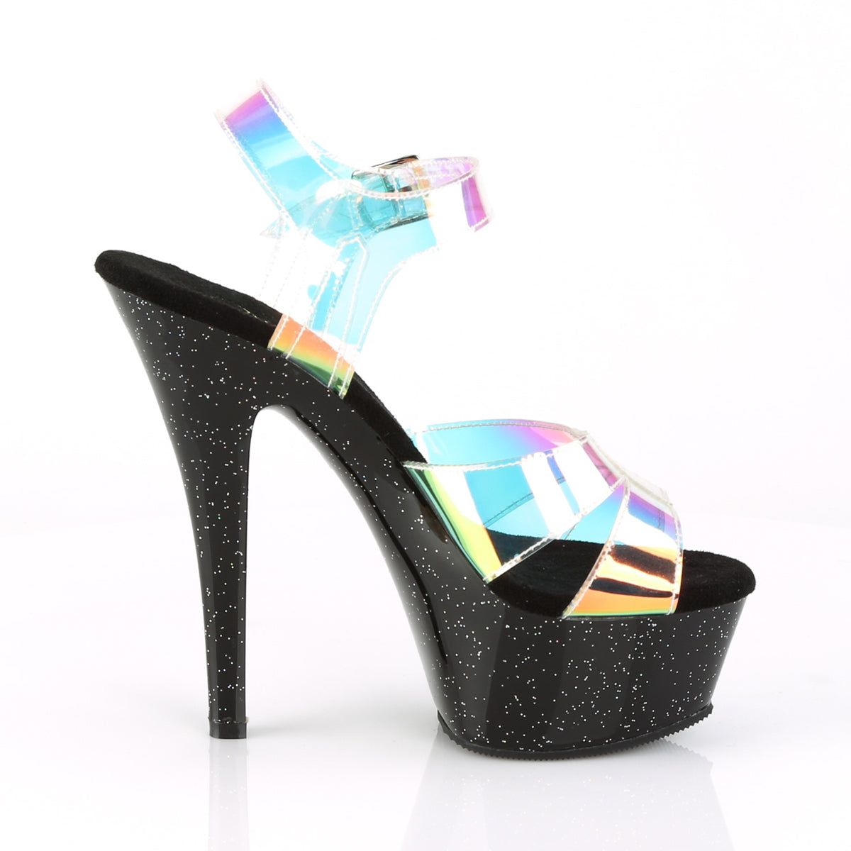 Pleaser Womens Sandals KISS-220MMR Magic Mirror TPU/Blk