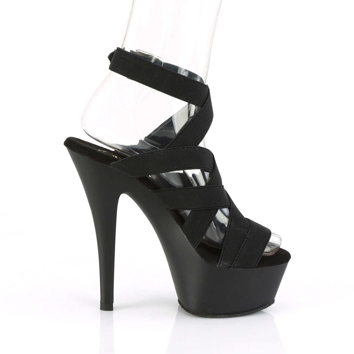 Pleaser Sandales pour femmes KISS-241 BLK BANDE ELASTIQUE / BLK MATTE
