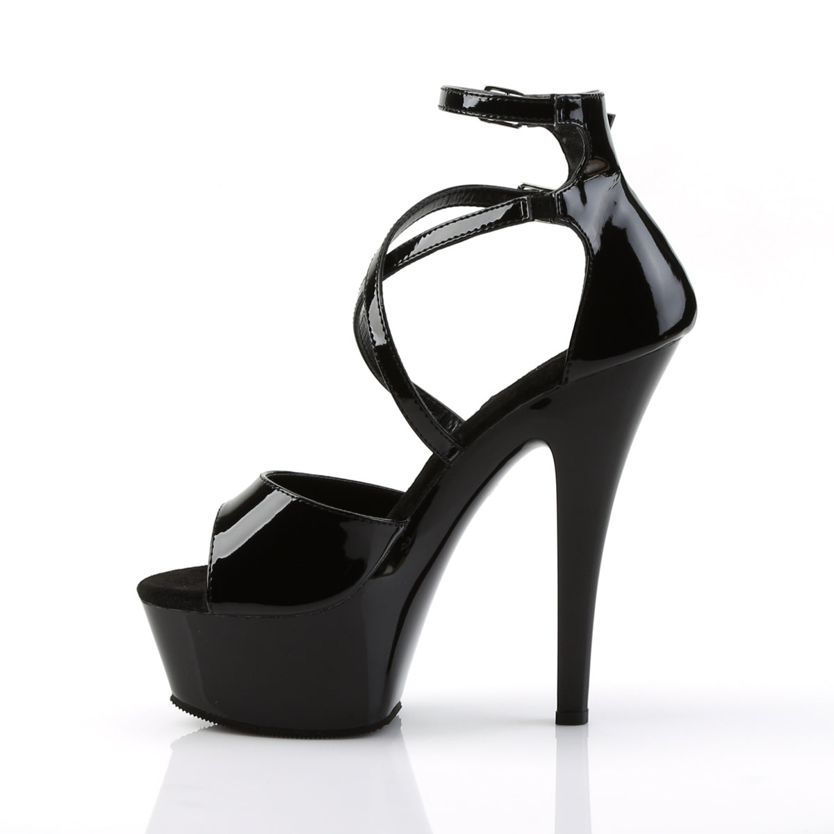 Pleaser Sandales pour femmes KISS-254 BLK PAT / BLK