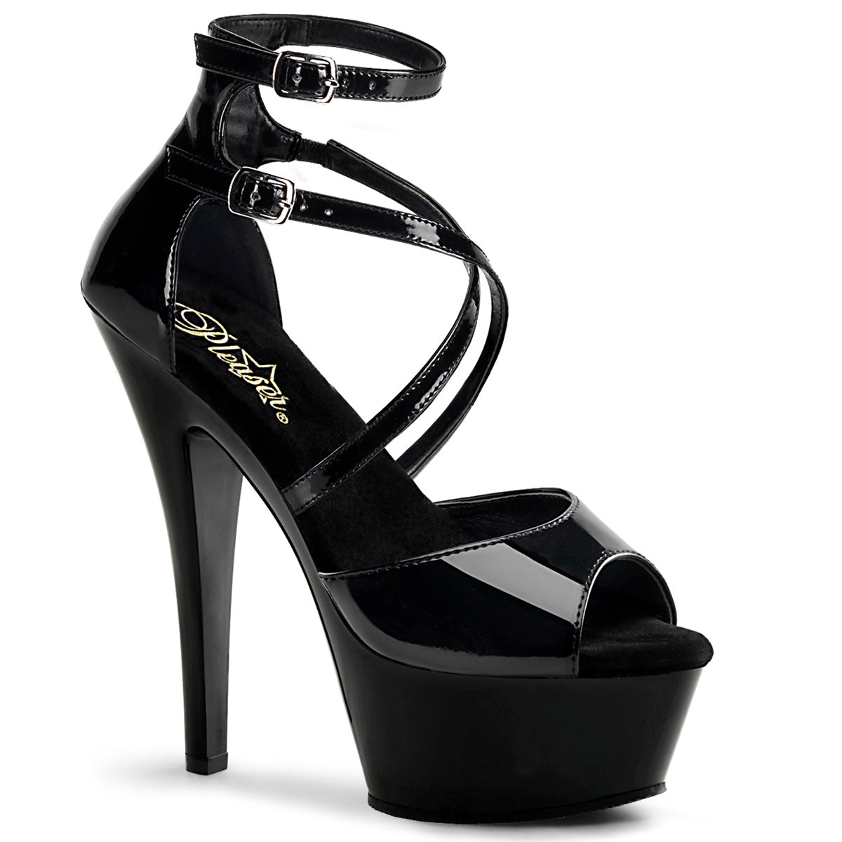 Pleaser Sandales pour femmes KISS-254 BLK PAT / BLK