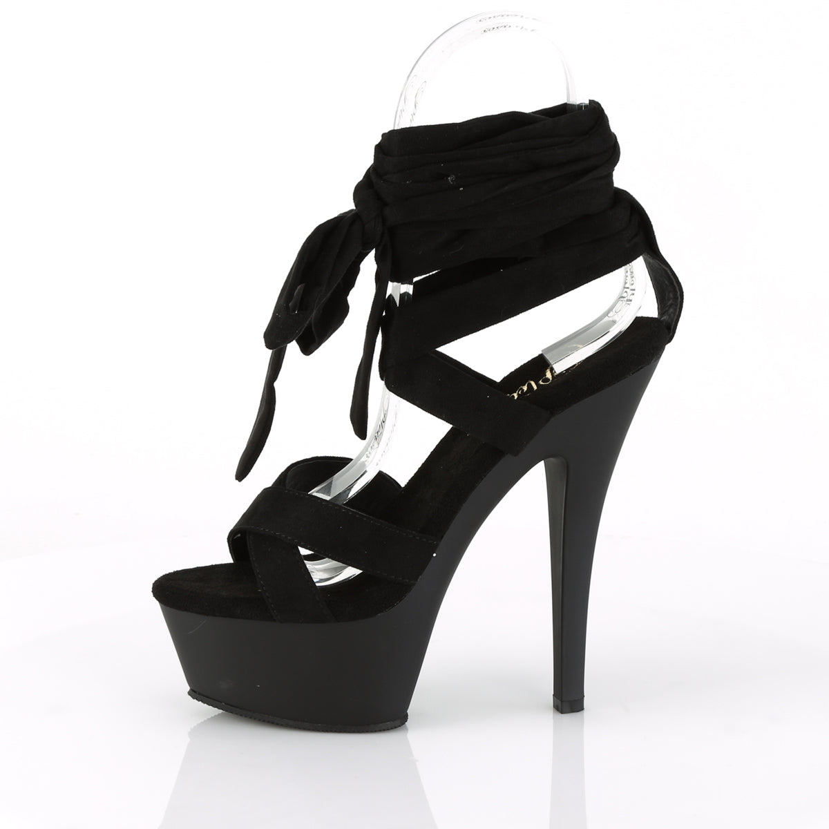 Pleaser Sandales pour femmes KISS-274 BLK FAUX SUDE / BLK MATTE