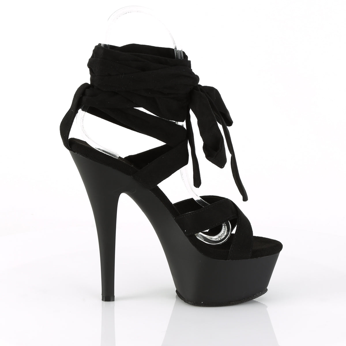 Pleaser Sandales pour femmes KISS-274 BLK FAUX SUDE / BLK MATTE
