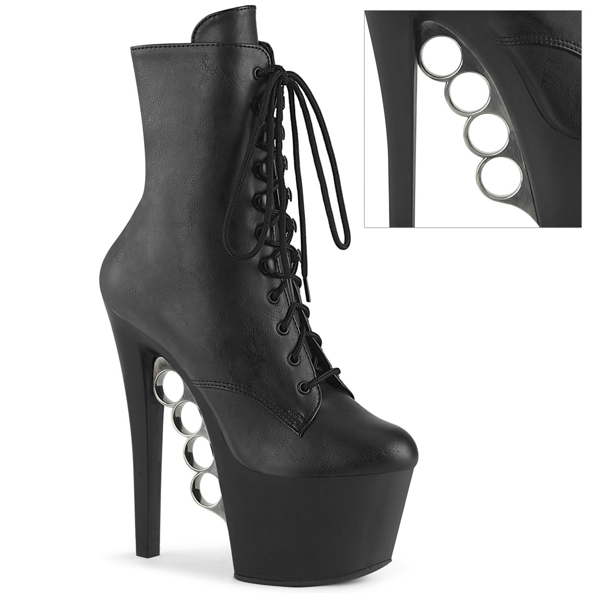 Pleaser KNUCKS-1020 Blk Faux Le/Blk Matte