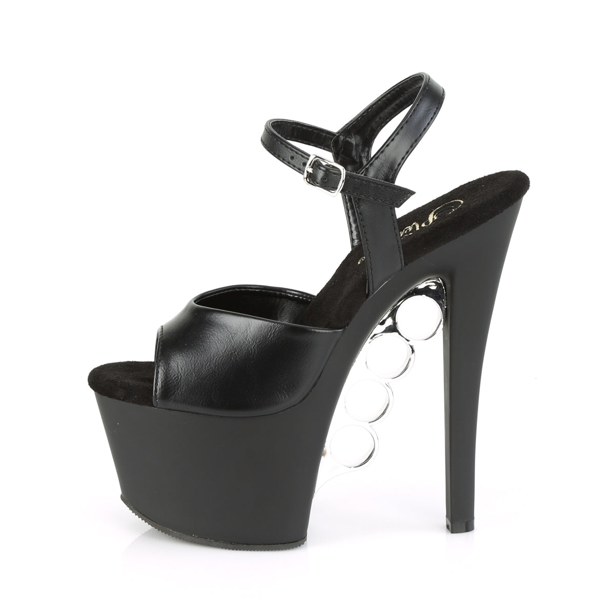 Pleaser Womens Sandals KNUCKS-709 Blk Faux Leather/Blk Matte