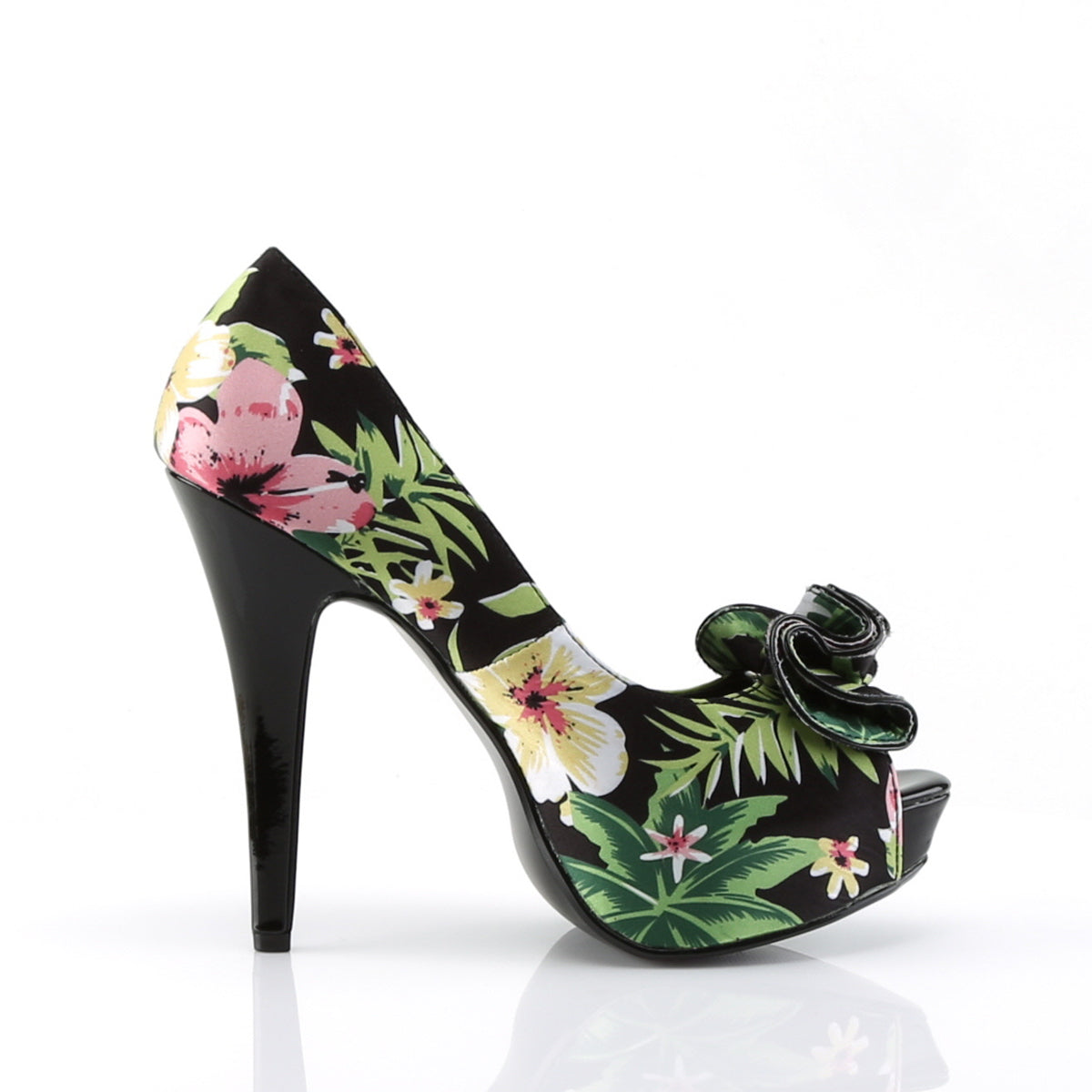 Pin Up Couture Pompes pour femmes LOLITA-11 Tissu d'impression florale BLK