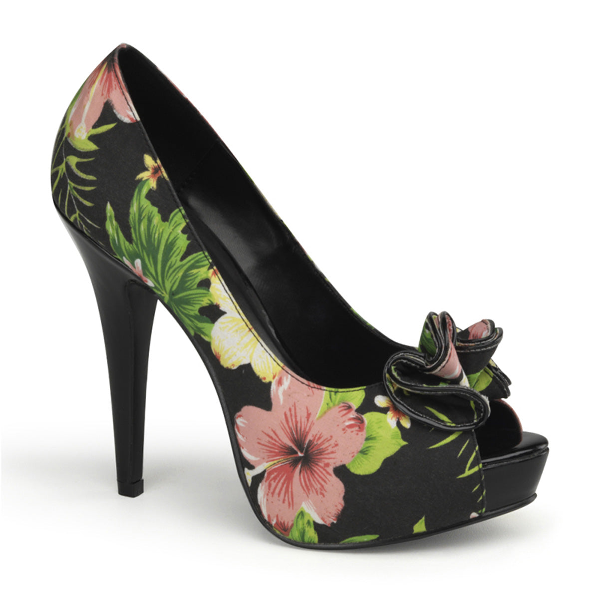 Pin Up Couture Pompes pour femmes LOLITA-11 Tissu d'impression florale BLK