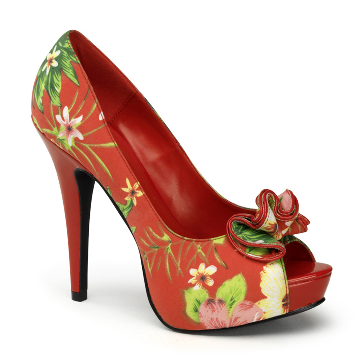 Pin Up Couture Pompes pour femmes LOLITA-11 Tissu d'impression florale rouge
