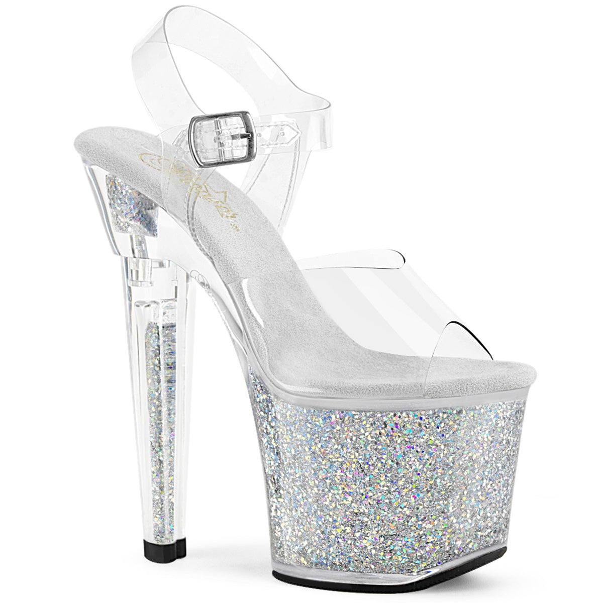 Pleaser LOVESICK-708SG Clr/Slv Multi Iridescent Glitters