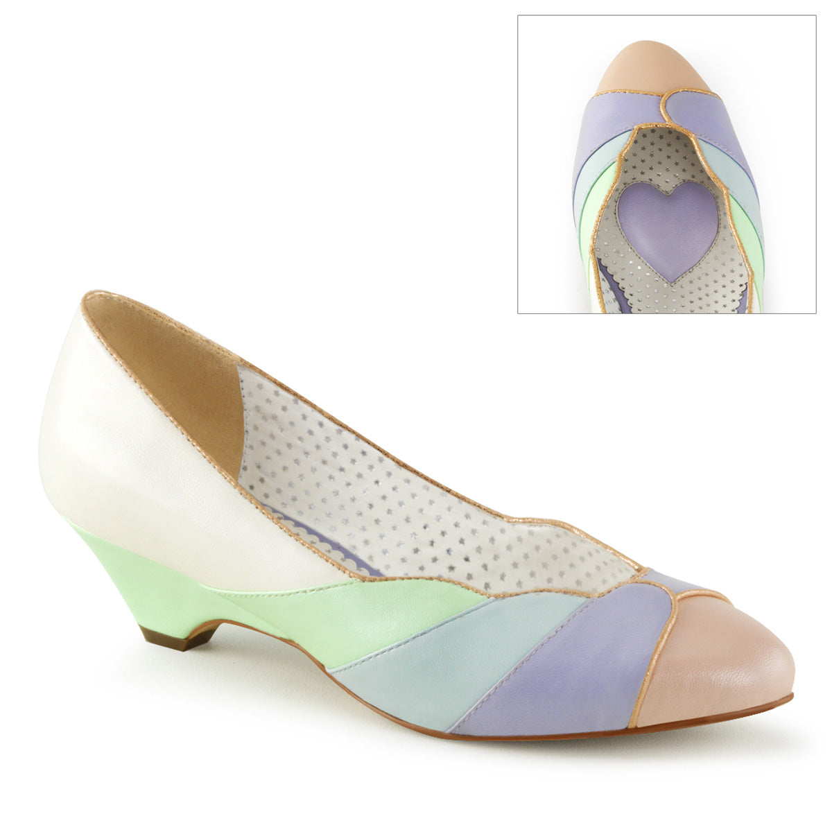 Pin Up Couture Pompes pour femmes LULU-05 cuir multi-faux-menthe-menthe