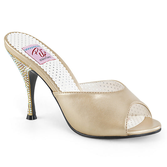 Pin Up Couture Pompes pour femmes MONROE-05 Cuir en faux champagne