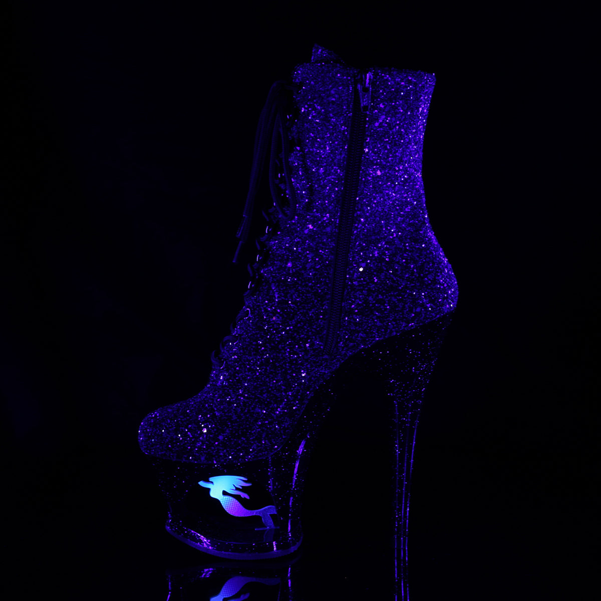 Pleaser Bottines pour femmes MOON-1020 Mer Purple-Black Ombre Glitter / Blk