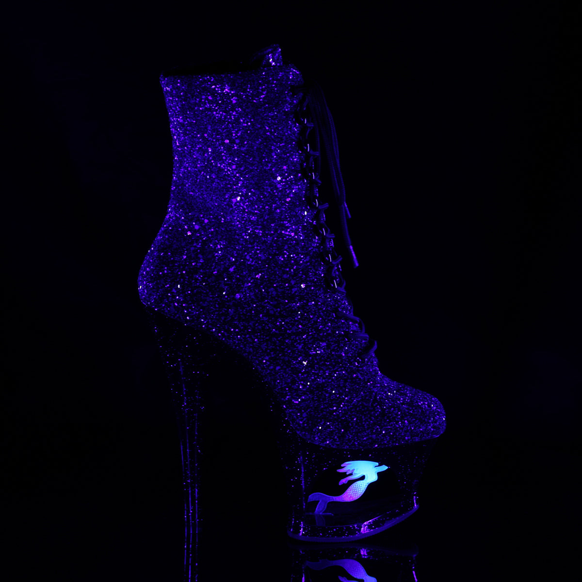 Pleaser Bottines pour femmes MOON-1020 Mer Purple-Black Ombre Glitter / Blk