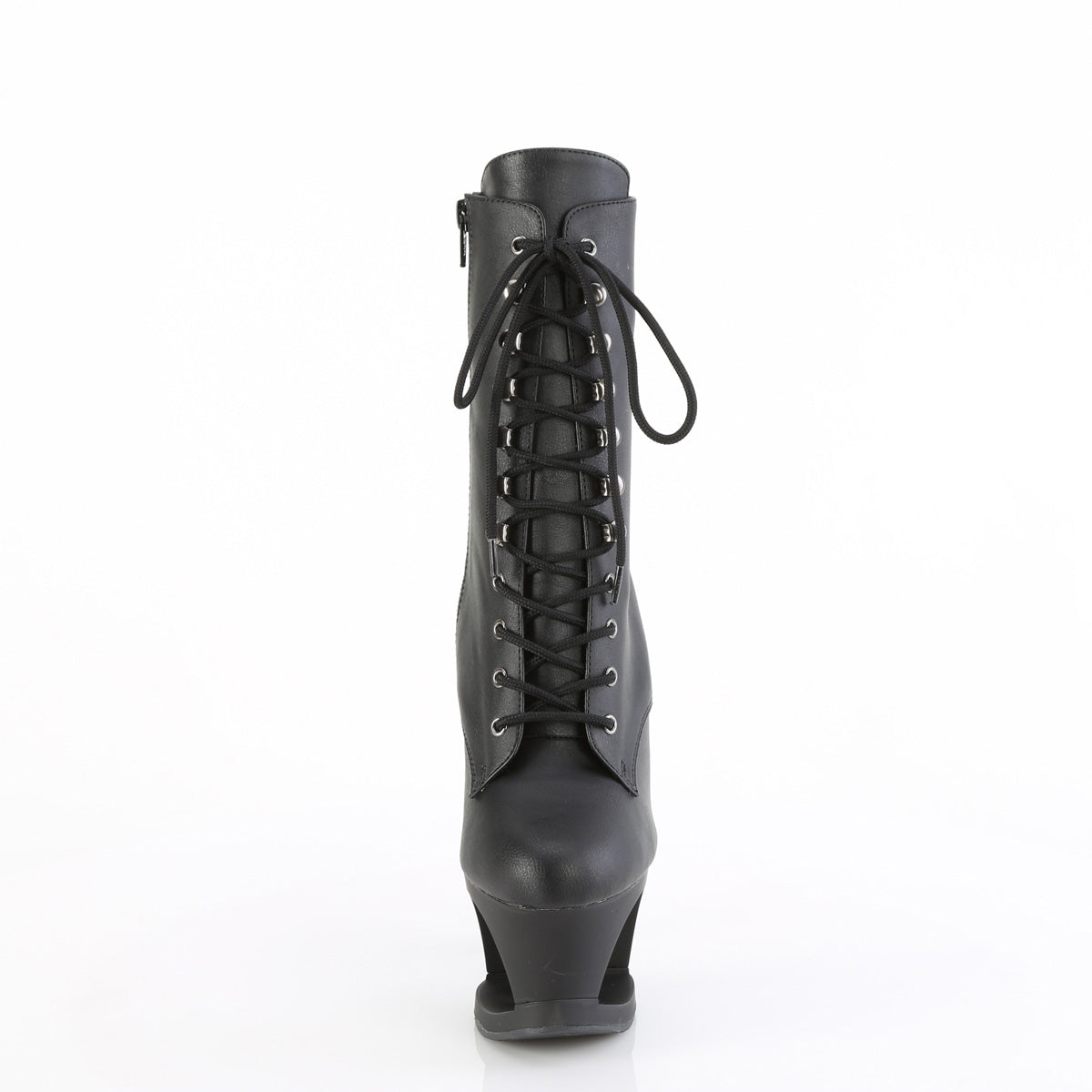 Pleaser Women's Platform Shoes MOON-1020SK Blk Faux Leather/Blk-Pewter