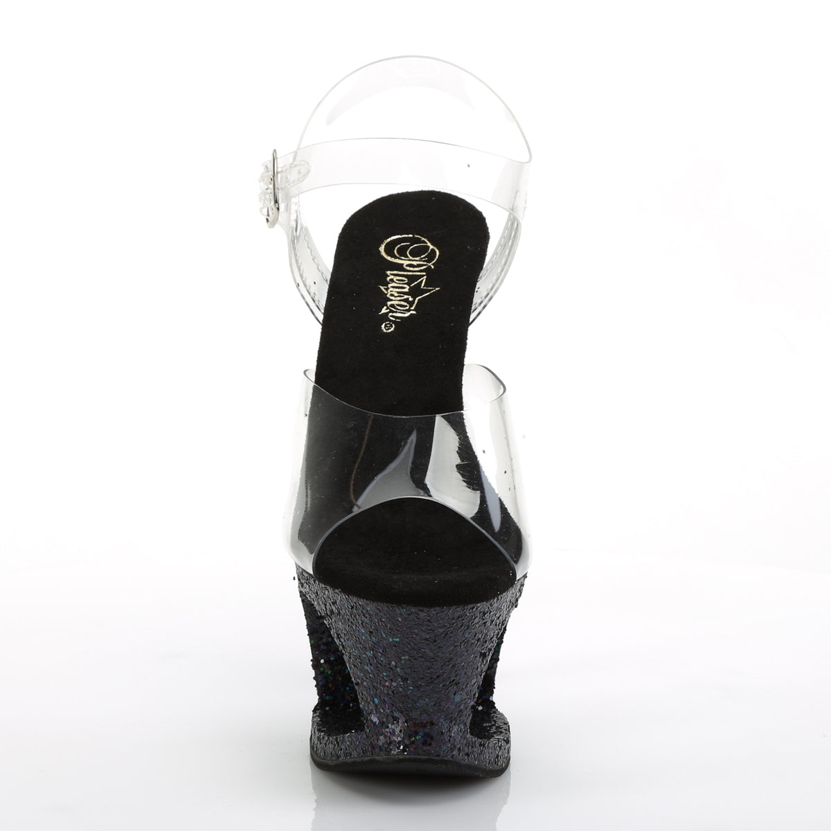 Pleaser Sandales pour femmes MOON-708LG CLR / BLK MULTI GLITTER