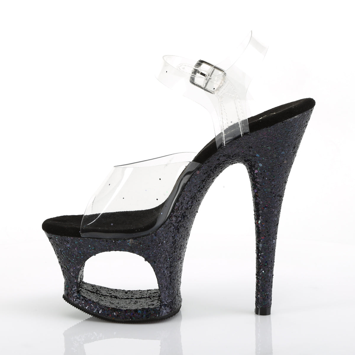 Pleaser Sandales pour femmes MOON-708LG CLR / BLK MULTI GLITTER