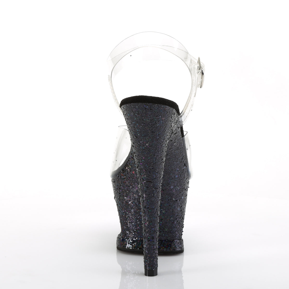 Pleaser Sandales pour femmes MOON-708LG CLR / BLK MULTI GLITTER