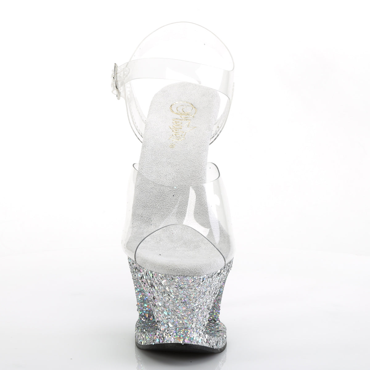 Pleaser Sandales pour femmes MOON-708LG CLR / SLV Multi Glitter