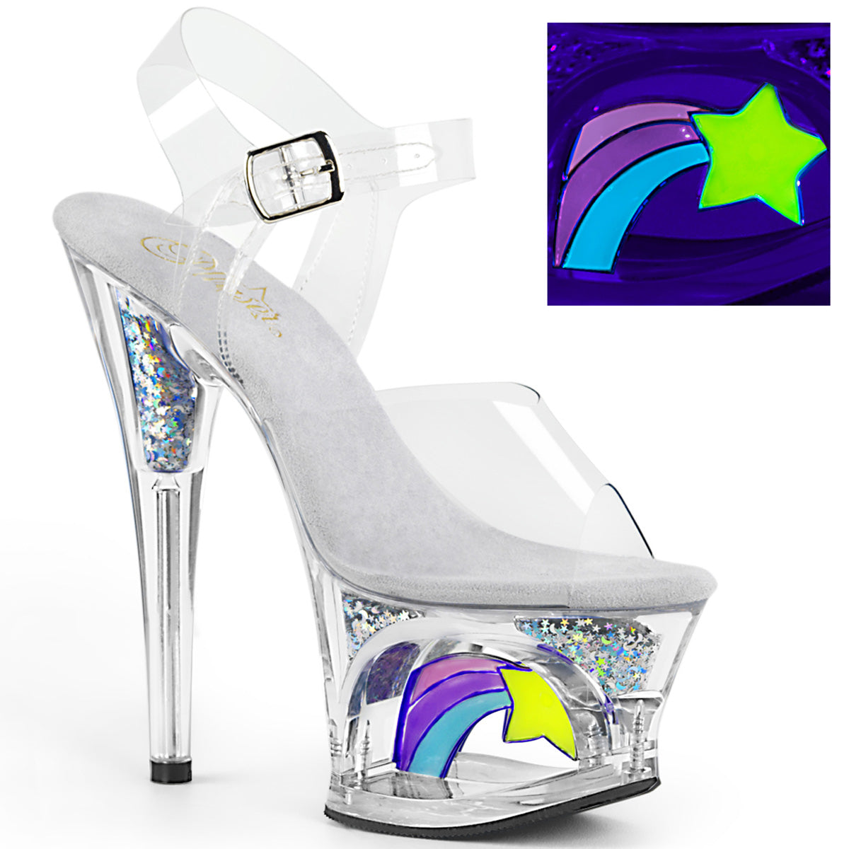 Pleaser Sandales pour femmes MOON-708RSS CLR / CLR