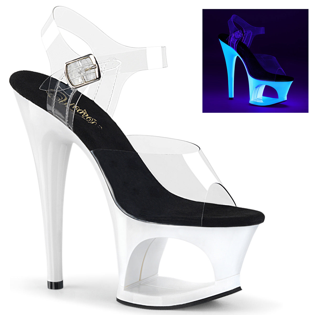Pleaser Sandales pour femmes MOON-708udu CLR / NEON WHITE