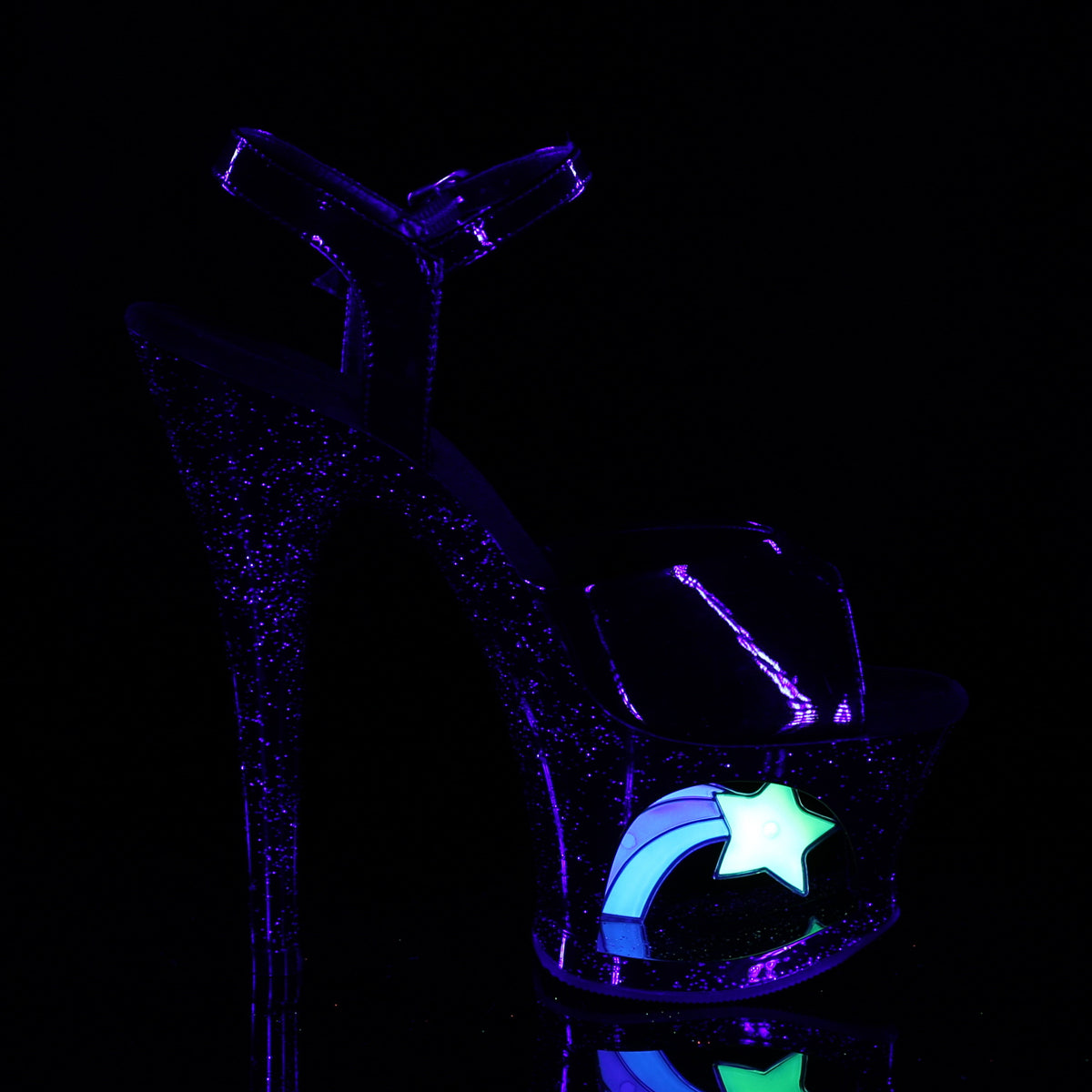 Pleaser Sandales pour femmes MOON-709RSS BLK PAT / BLK