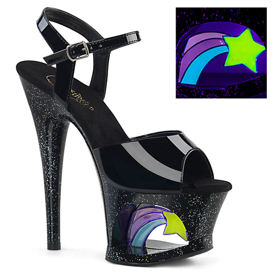 Pleaser Sandales pour femmes MOON-709RSS BLK PAT / BLK