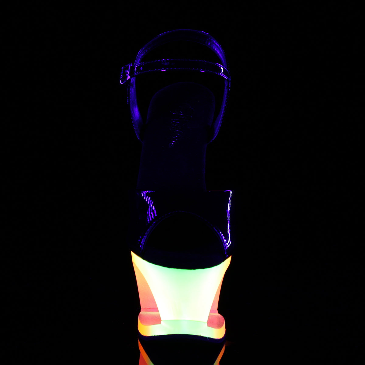 Pleaser Sandales pour femmes MOON-709UV BLK PAT / NEON MULTI