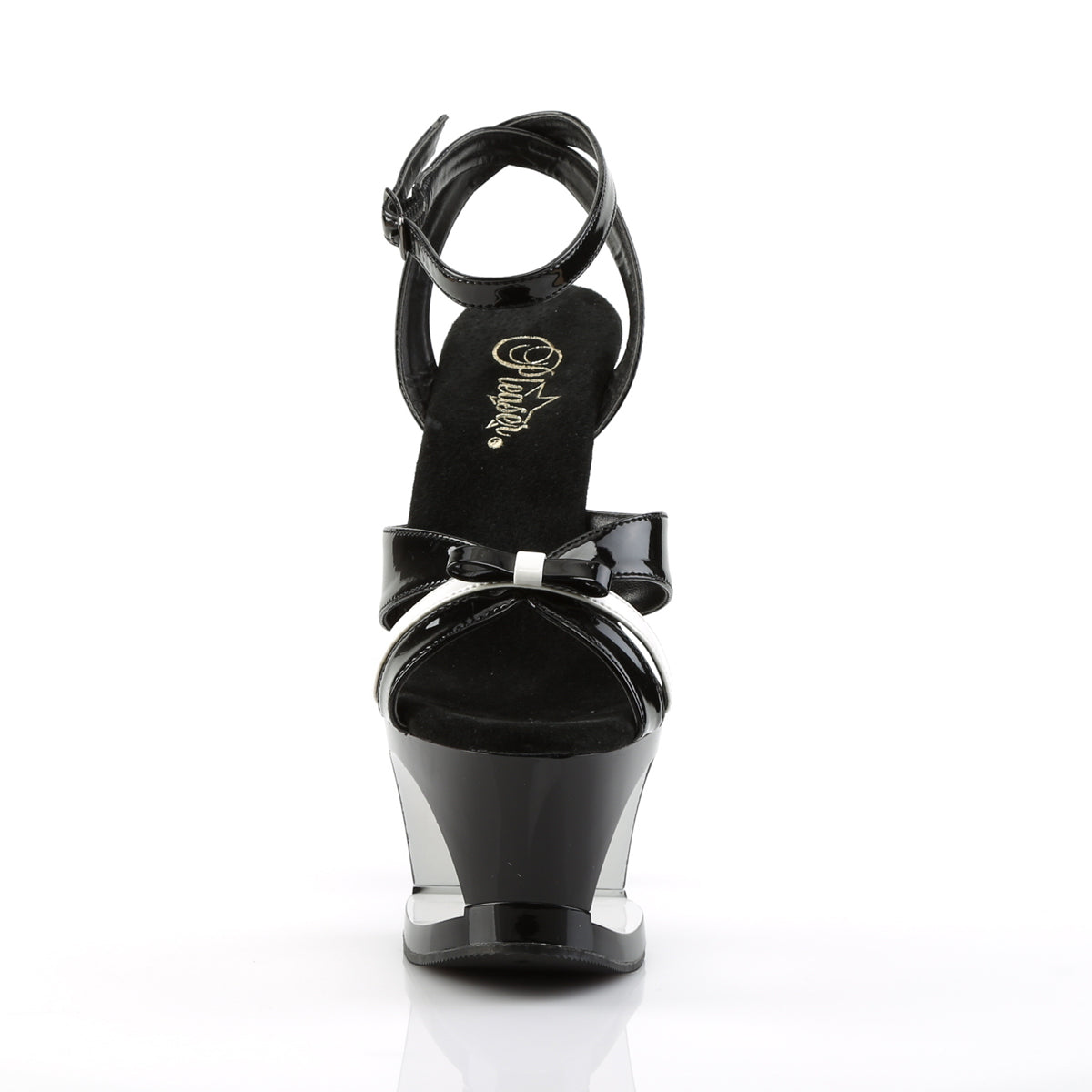 Pleaser Sandales pour femmes MOON-728 blk-wht pat / blk