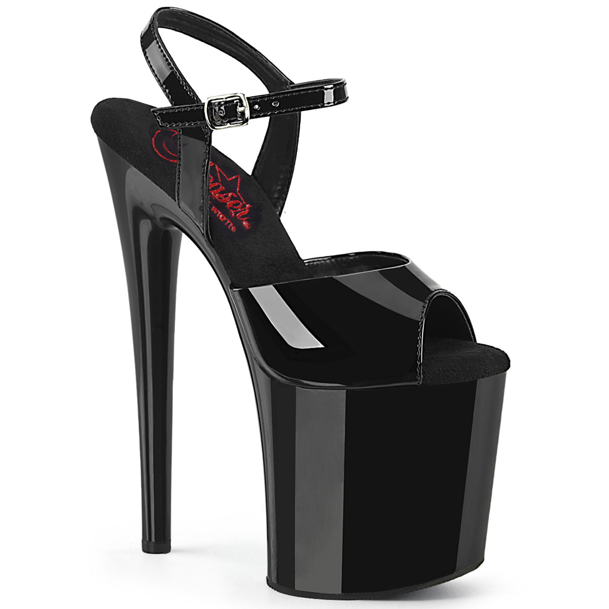 Pleaser Sandals NAUGHTY-809 Blk Pat/Blk