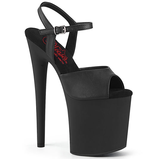 Pleaser   NAUGHTY-809 Blk faux cuir / blk matte