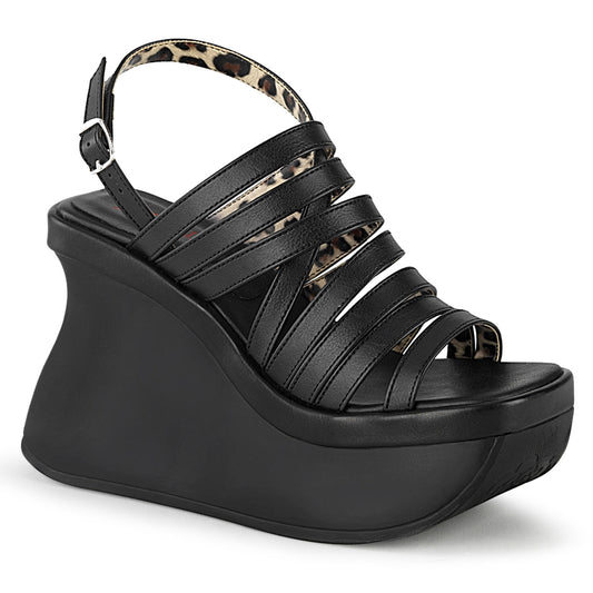 DemoniaCult Sandales féminines PACE-33 Cuir végétalien BLK