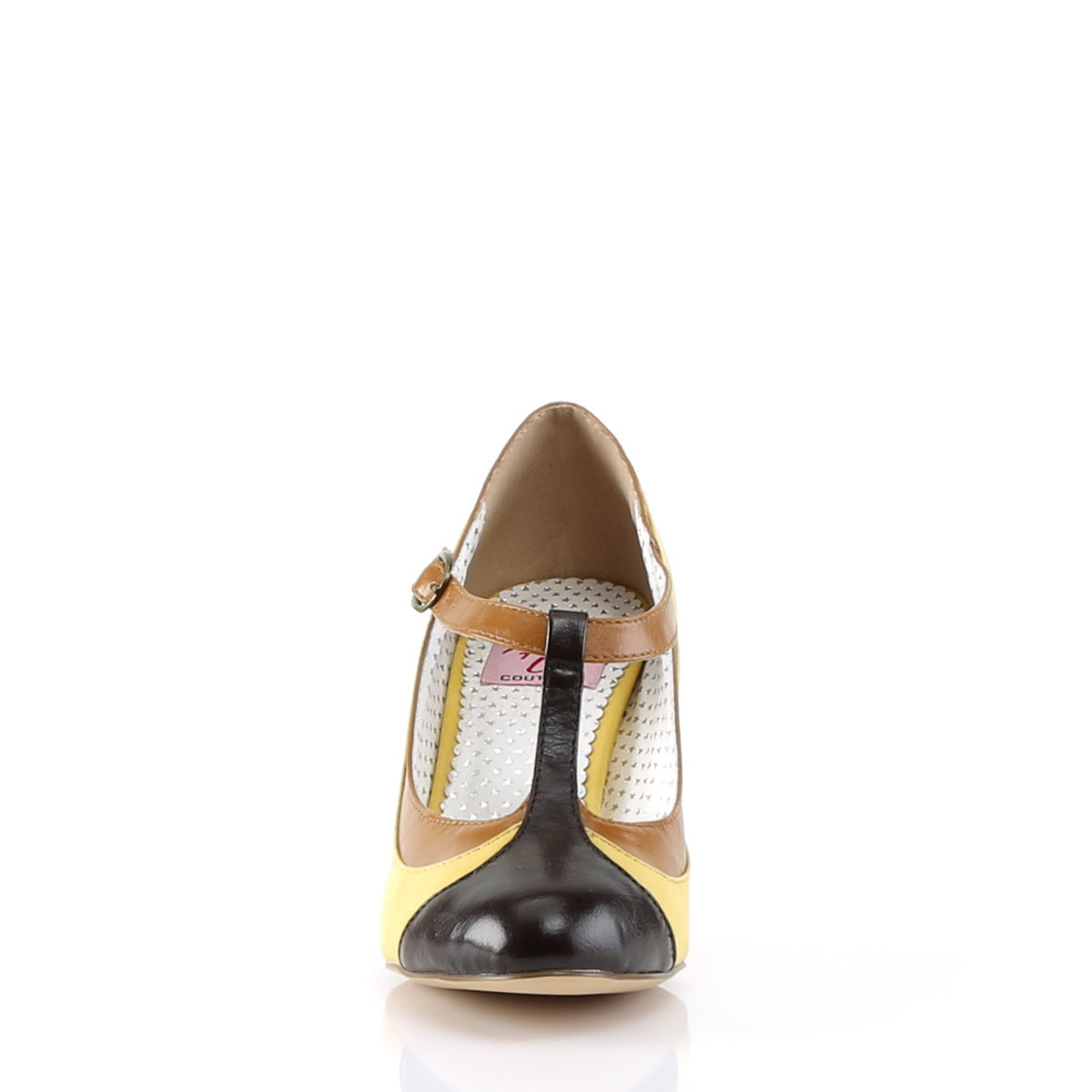 Pin Up Couture Pompes pour femmes PEACH-03 cuir multi-faux jaune jaune