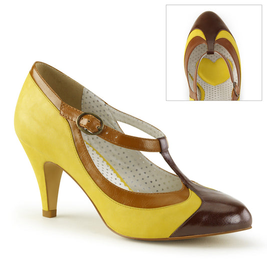 Pin Up Couture Pompes pour femmes PEACH-03 cuir multi-faux jaune jaune