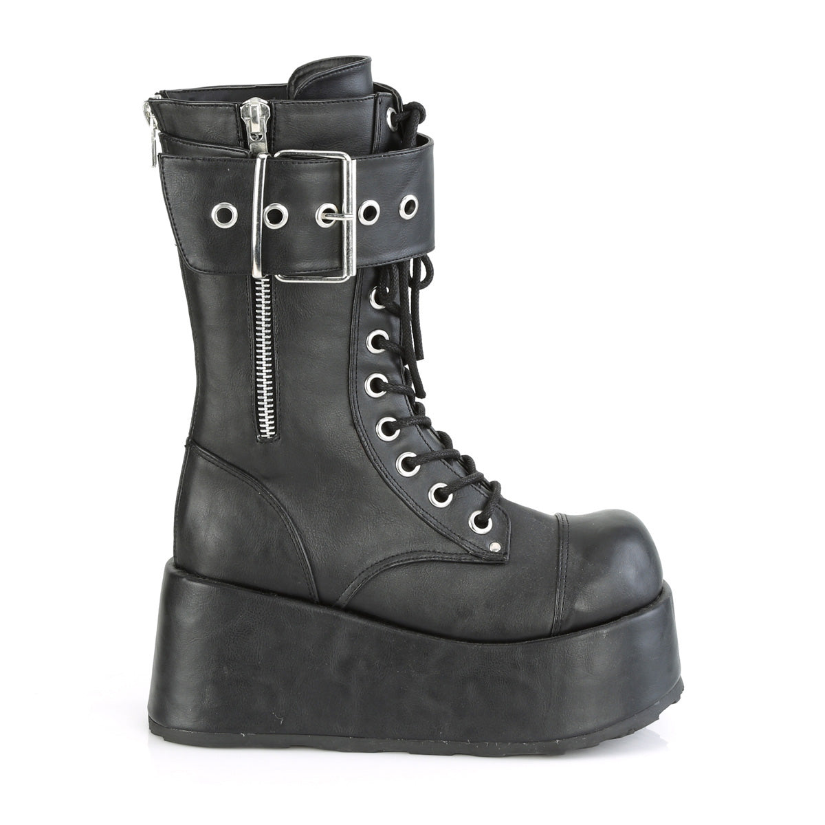 DemoniaCult Bottes pour hommes PETROL-150 Cuir végétalien BLK