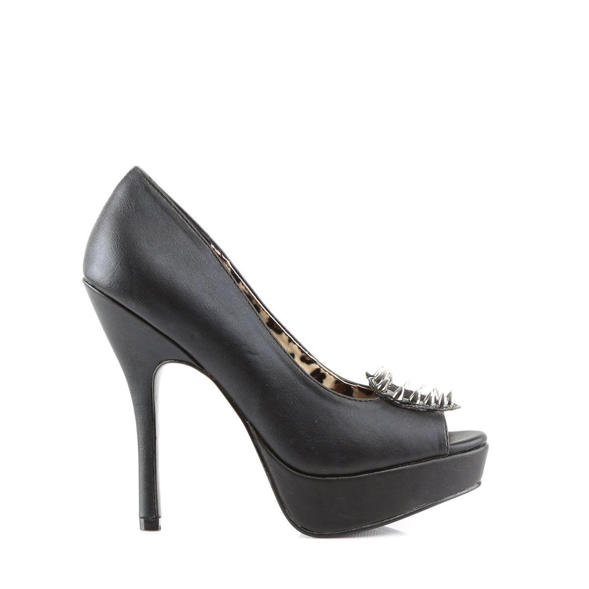 DemoniaCult Pompes pour femmes PIXIE-17 Blk Vegan Leather -Pony Faux Fur