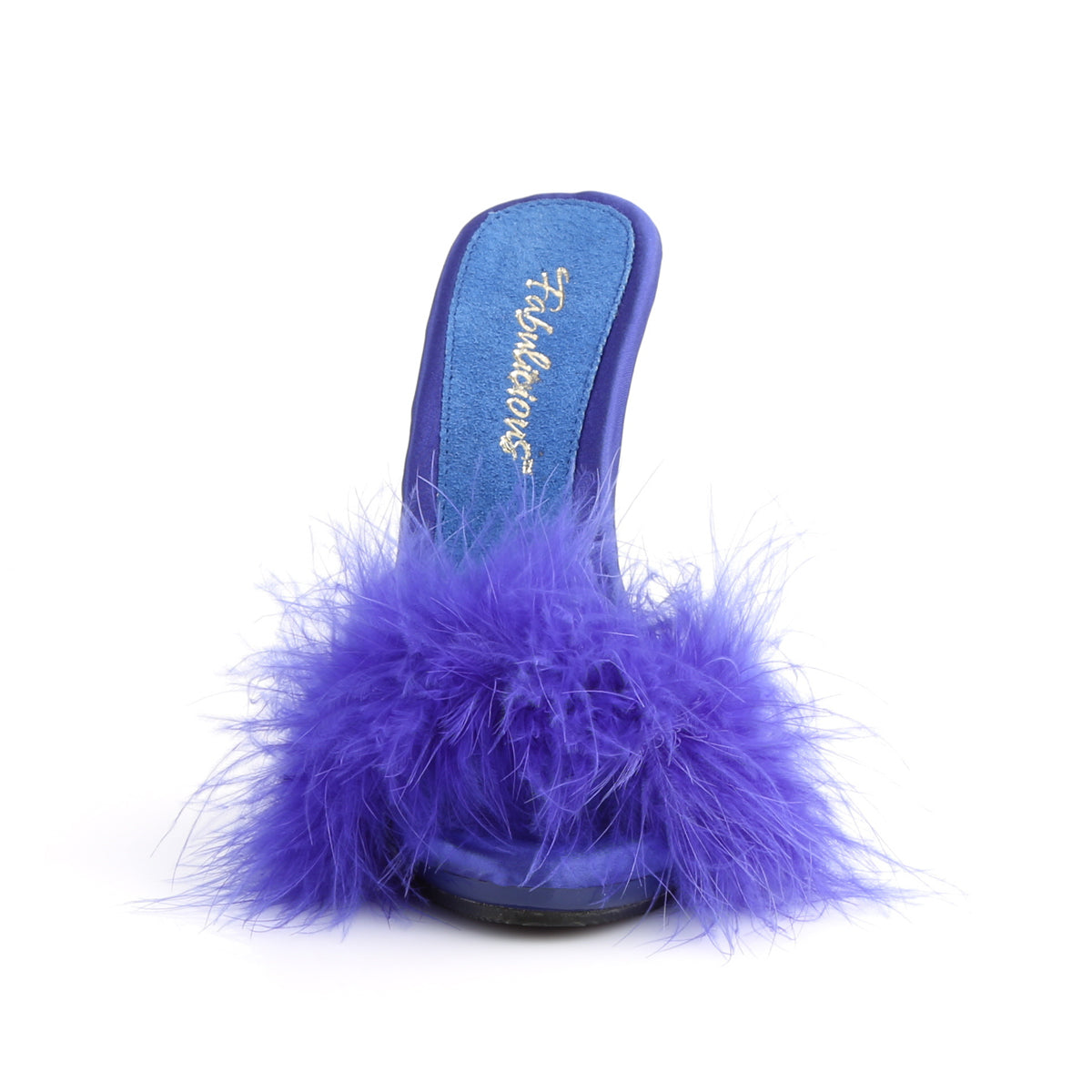 Fabulicious Sandales pour femmes POISE-501f bleu satin-marabou fourrure / bleu