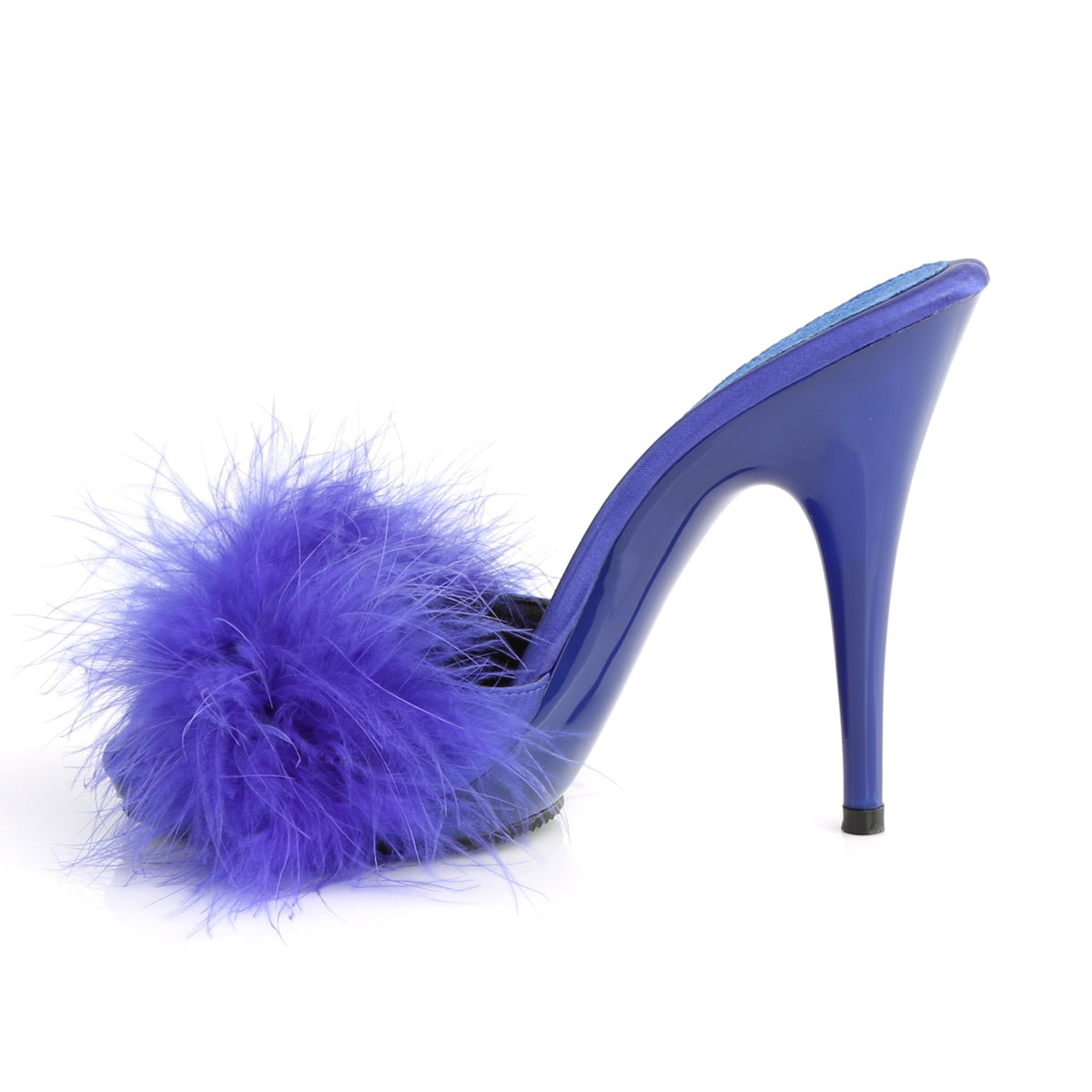 Fabulicious Sandales pour femmes POISE-501f bleu satin-marabou fourrure / bleu