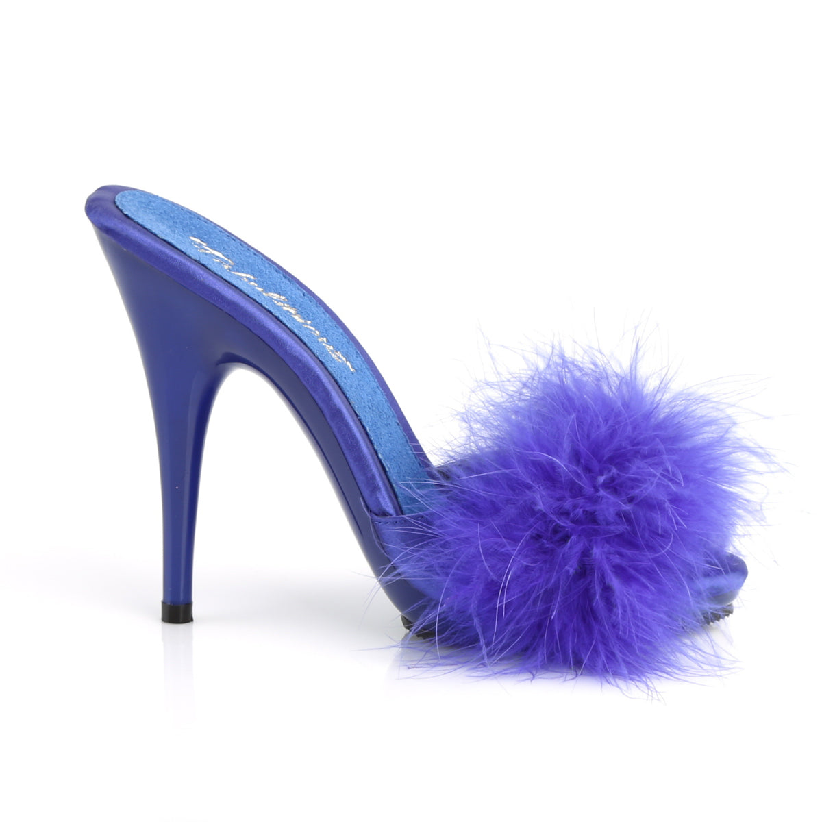 Fabulicious Sandales pour femmes POISE-501f bleu satin-marabou fourrure / bleu