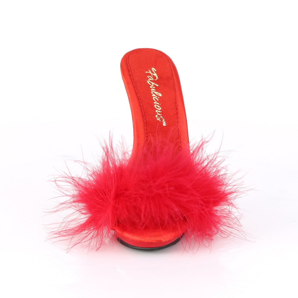 Fabulicious Sandales pour femmes POISE-501f rouge satin-marabou fourrure / rouge