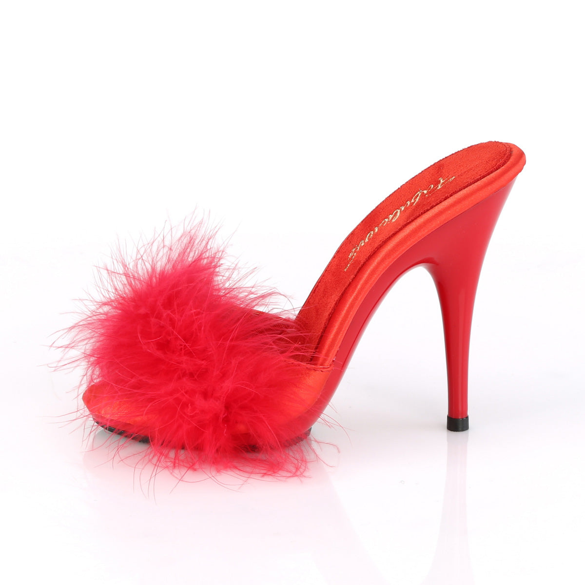 Fabulicious Sandales pour femmes POISE-501f rouge satin-marabou fourrure / rouge