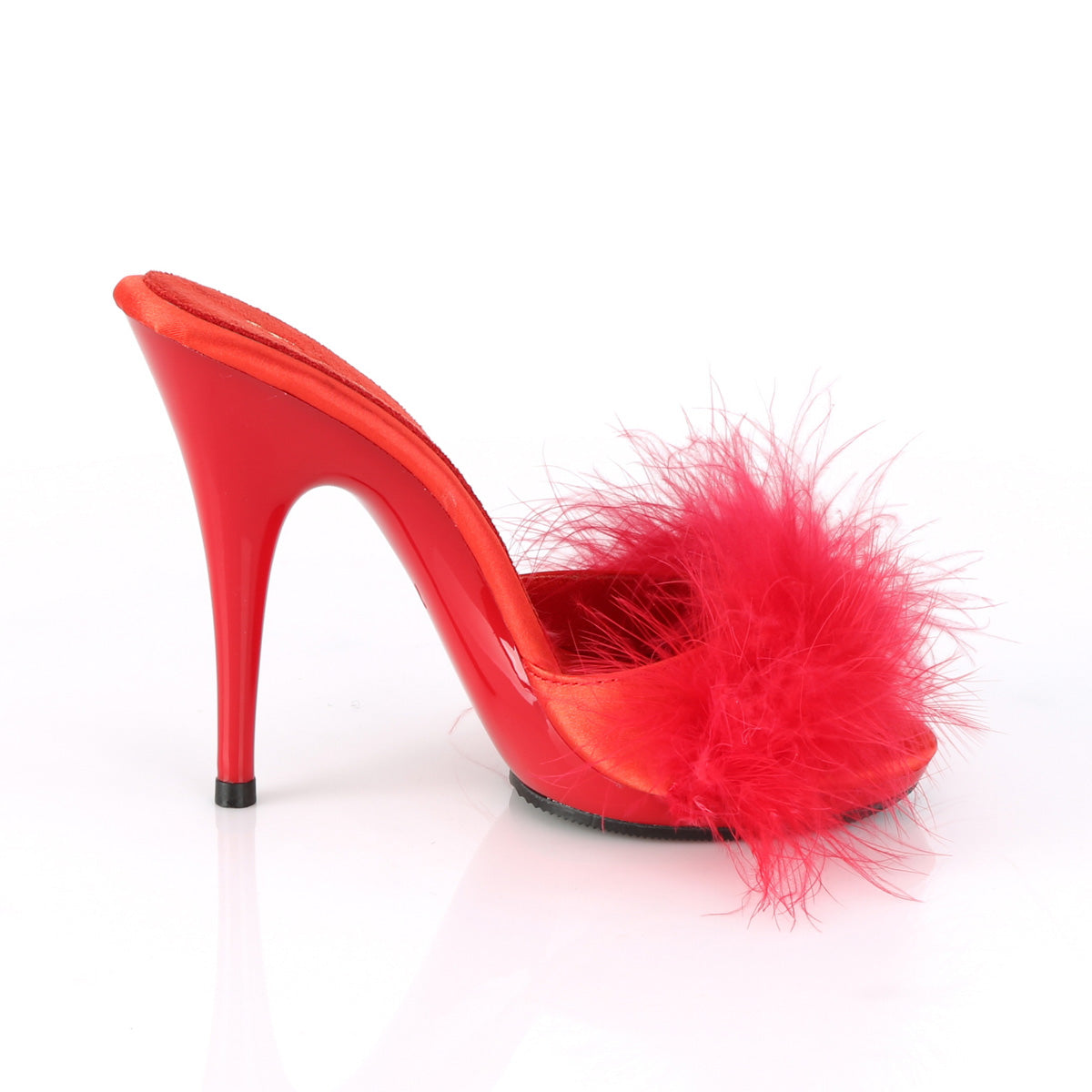 Fabulicious Sandales pour femmes POISE-501f rouge satin-marabou fourrure / rouge