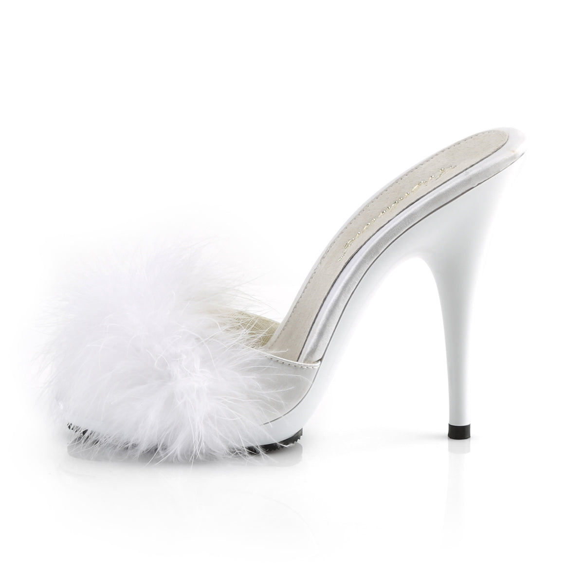 Fabulicious Sandales pour femmes POISE-501f wht wht satin-marabou fourrure / wht