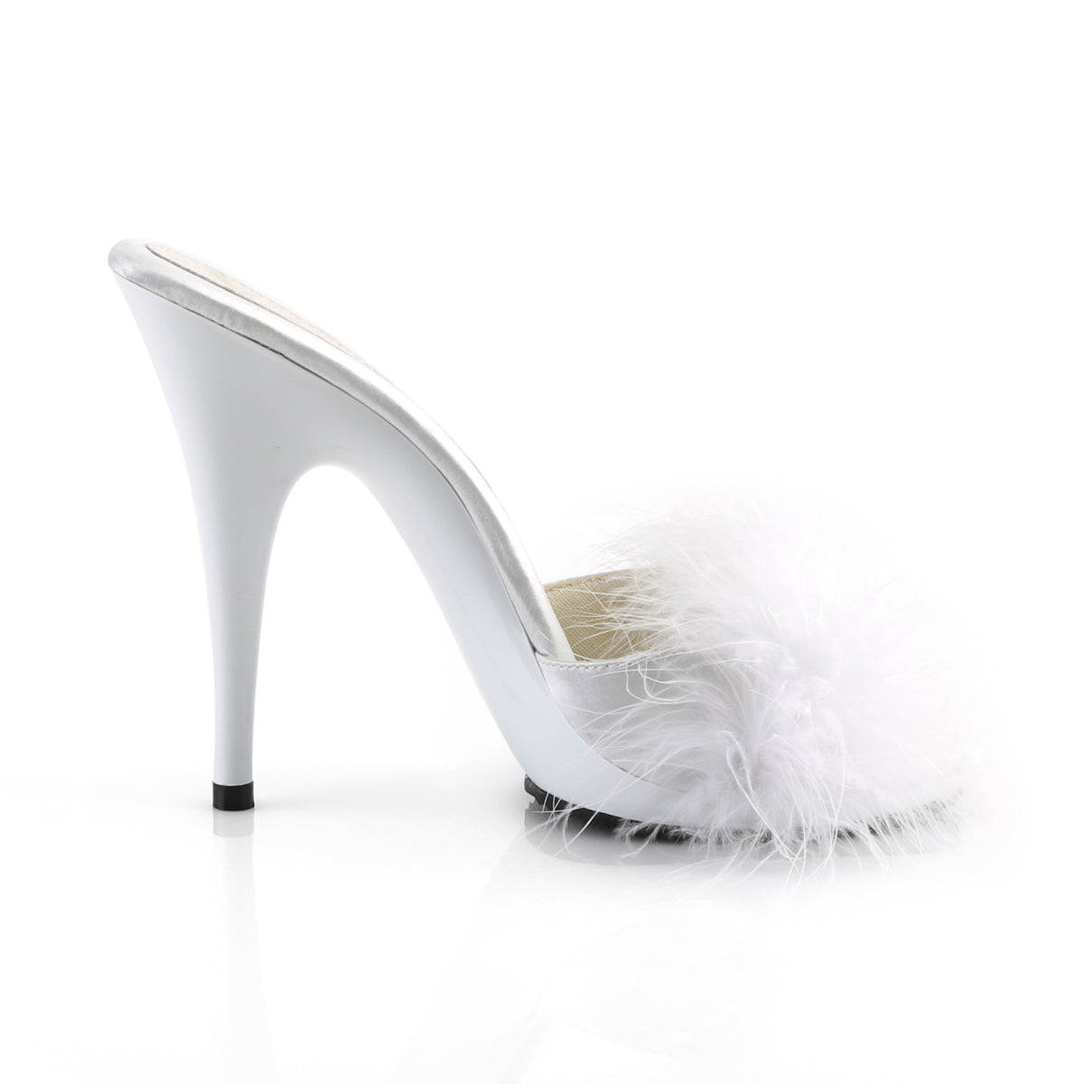 Fabulicious Sandales pour femmes POISE-501f wht wht satin-marabou fourrure / wht